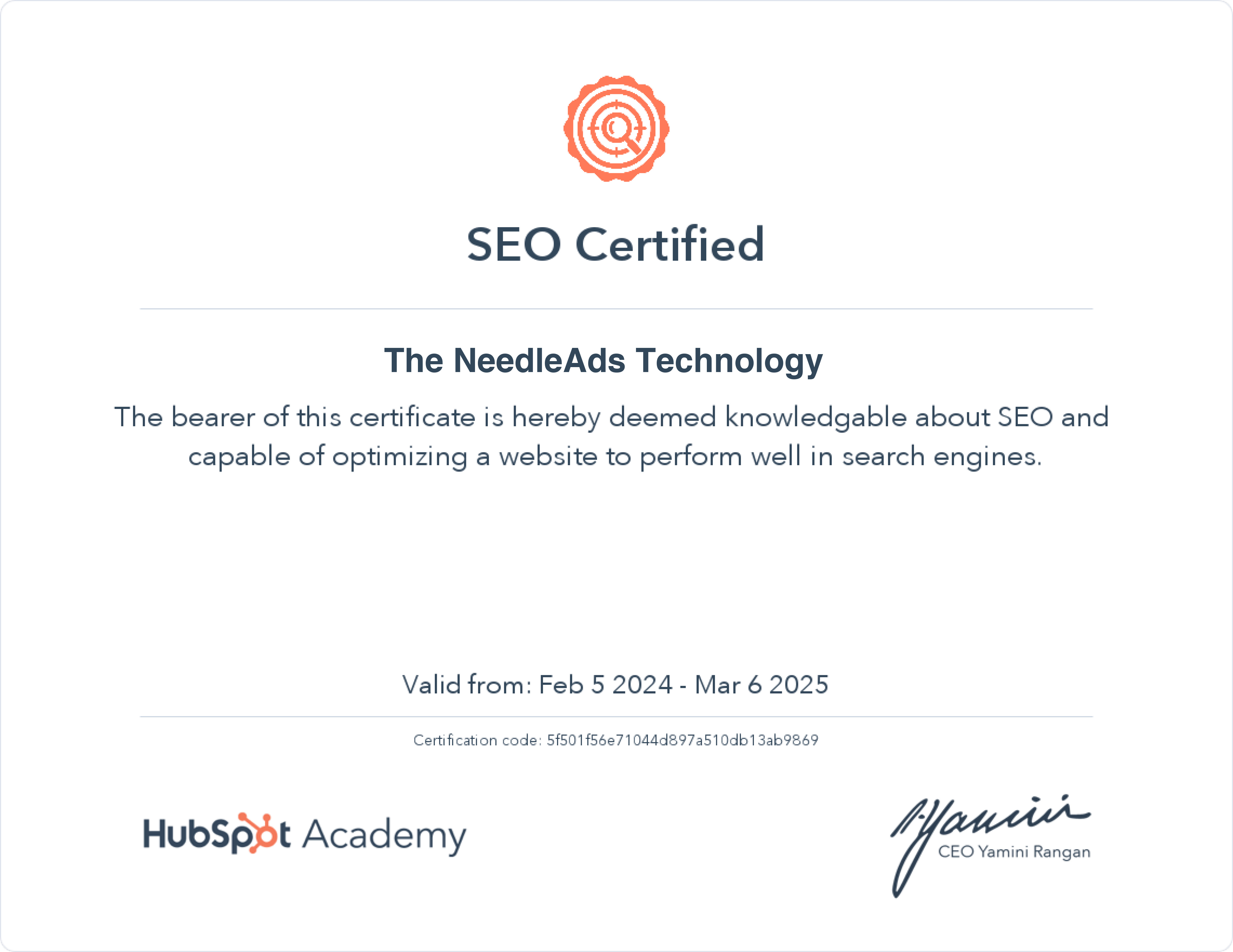 Seo Certificates